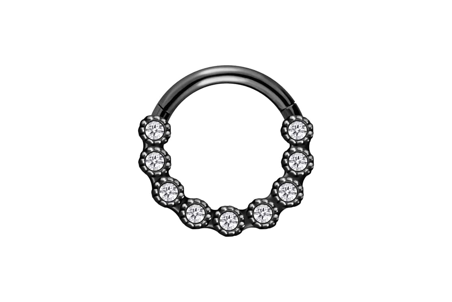 Chirurgenstahl Segmentring Clicker Piercing 9 KRISTALLE